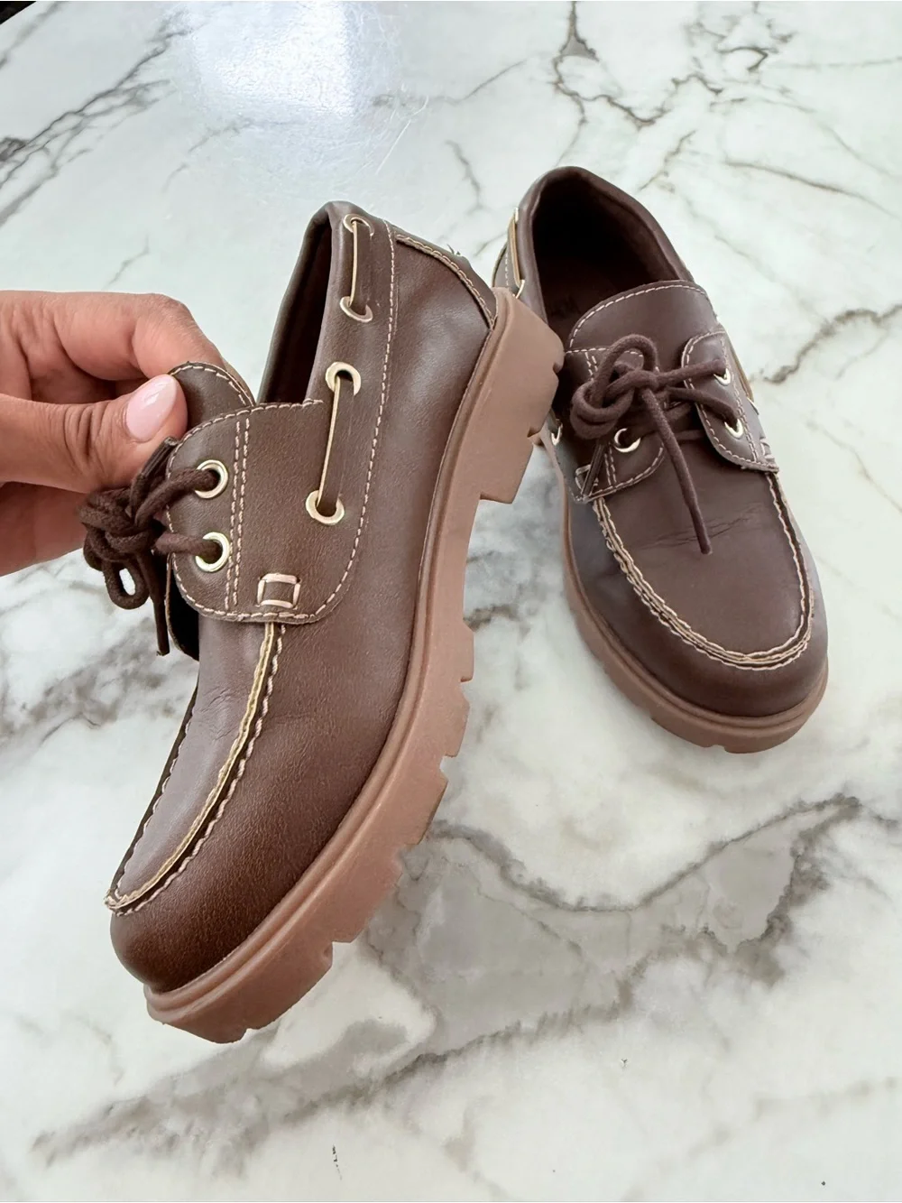 H&M Brown Kids Boat Shoes with Contrast Stitching